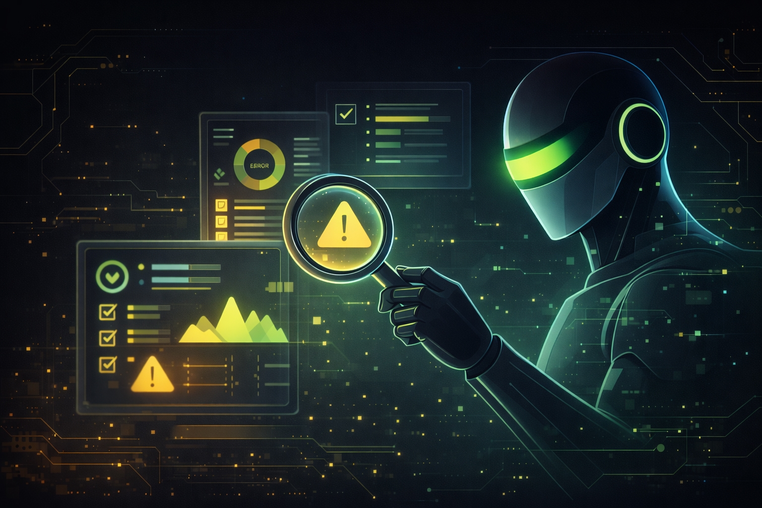 Agente auditor de IA supervisando el comportamiento del sistema a lo largo del tiempo, monitoreando patrones, detectando anomalías y evaluando el desempeño continuo de otros agentes en producción